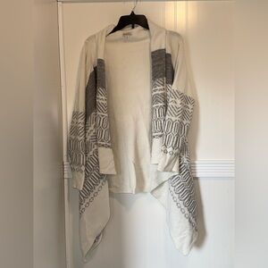 Merona Ivory and Gray western Patterned Open-Front afghan Cardigan sweater